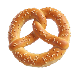 Ícone 3D de Pretzel de Gergelim Dourado - Símbolo de Comida de Padaria