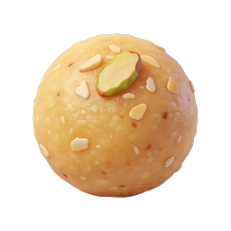 Golden Sesame Seed Ball with Pistachio - 3D Food Icon