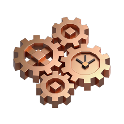 3D Copper Gears Clock Settings Icon for Technology