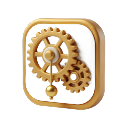 Golden Settings Gears with Pendulum 3D Icon