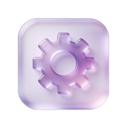 Glass Settings Gear Icon - 3D Purple UI Element