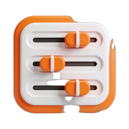 3D Settings Sliders Icon - Customizable Controls