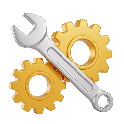 Settings Tools Icon - Wrench and Gears 3D Render