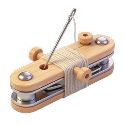 Wooden Sewing Clamp Tool with Thread and Needle