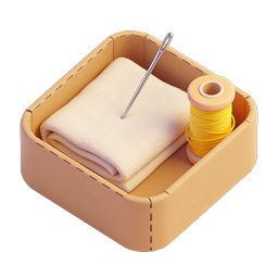 Isometric Sewing Kit Box Icon - 3D Craft Illustration