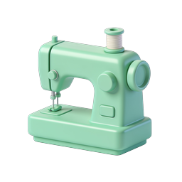 Pastel Green Sewing Machine Icon - 3D Clay Style