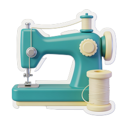 Vintage Sewing Machine Icon - 3D Clay Style Design