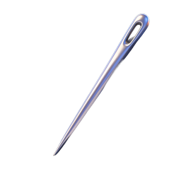 Sewing Needle Through Blue Fabric Icon