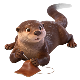 Cute Sewing Otter Character - 3D Rendered Animal Icon