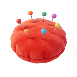 Colorful Pincushion Icon - 3D Sewing Craft Illustration