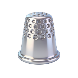 Silver Sewing Thimble Icon - 3D Realistic