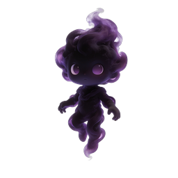 Icône de personnage fumée ombragée | figure chibi violette foncée