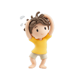 Cute Boy Shaking Water From Hair - Clay Style 3D Icon