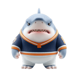 3D Cartoon Shark Athlete Sports Mascot Character