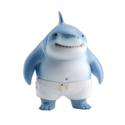 Cute 3D Cartoon Shark Character Mascot Icon