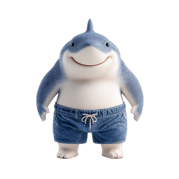Cute 3D Shark Character in Denim Shorts Icon