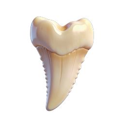 Realistic Shark Tooth Fossil Icon - 3D Render