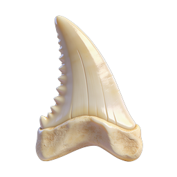 Realistic Shark Tooth Icon - 3D Rendered Fossil Design
