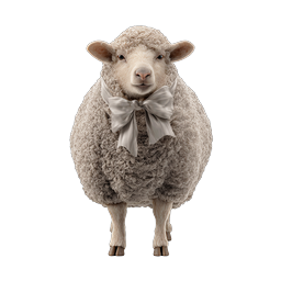 Cute Sheep with Bow Tie - Realistic Farm Animal Icon