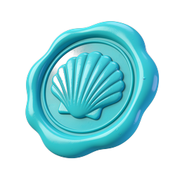 Glossy Turquoise Shell Seal Badge 3D Icon
