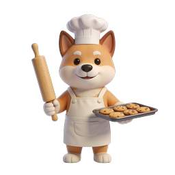 Adorable Shiba Inu Baker Chef Icon with Cookies