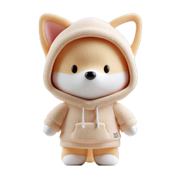 Cute Shiba Inu Hoodie Character 3D Icon
