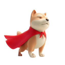 赤いマントの勇敢な柴犬スーパーヒーローアイコン