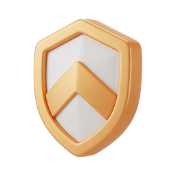 Golden Shield with Up Arrow - 3D Protection Icon