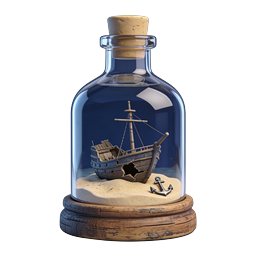 Ship in a Bottle Realistic Icon - Maritime Collection