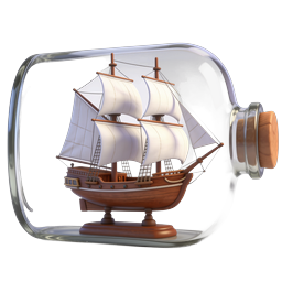 Ship in a Bottle 3D Icon - Classic Nautical Collectible