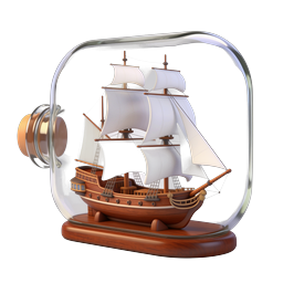 Icona nave in bottiglia – veliero nautico 3D