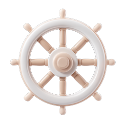 Nautical Ship Wheel Helm 3D Icon | Maritime Steering