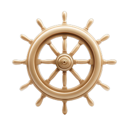 3D Realistic Ship Wheel Icon | Maritime Helm Design