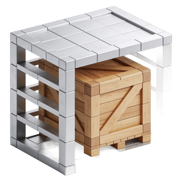 Shipping Container Icon - Metal & Wood Crate 3D Render