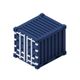 Icono de contenedor de envío Pixel Art | Caja de carga 3D isométrica