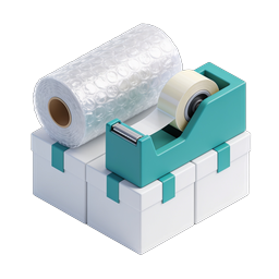 Versandverpackung Icon | Luftpolsterfolie & Klebebandspender