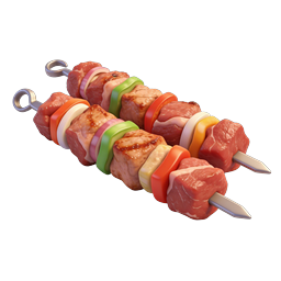 Grilled Shish Kebab Skewers 3D Food Icon