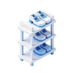 Isometric Shoe Display Shelf 3D Icon for Retail