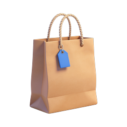 Shopping Bag with Price Tag Icon - 3D Realistic Style