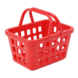 Icône de panier d'achat rouge - Icône E-Commerce 3D