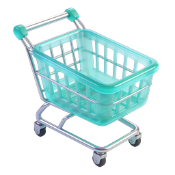 3D-Einkaufswagen-Icon - Realistisches Teal E-Commerce-Symbol