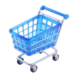 Blauer Einkaufswagen-Icon - Realistisches 3D-E-Commerce-Icon