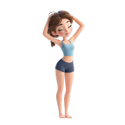 Shower Girl 3D Cartoon Icon - Personal Care Illustration