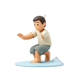 3D Clay Character Under Shower Water Splash Icon