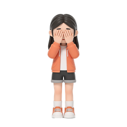Shy Girl Icon - Playful Character Representation