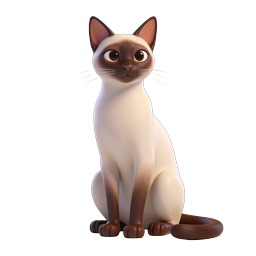 Siamese Cat 3D Icon - Cute Pet Illustration