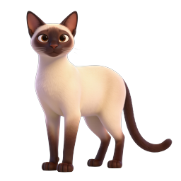 Icône 3D adorable de chat siamois - mignonne illustration féline