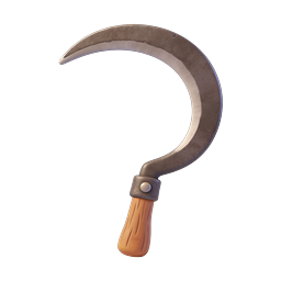 3D Sickle Harvest Tool Icon | Agricultural Clay Style