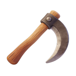 Realistic Sickle Tool Icon with Wooden Handle