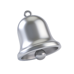 Silver Bell Icon - 3D Metallic Notification Symbol